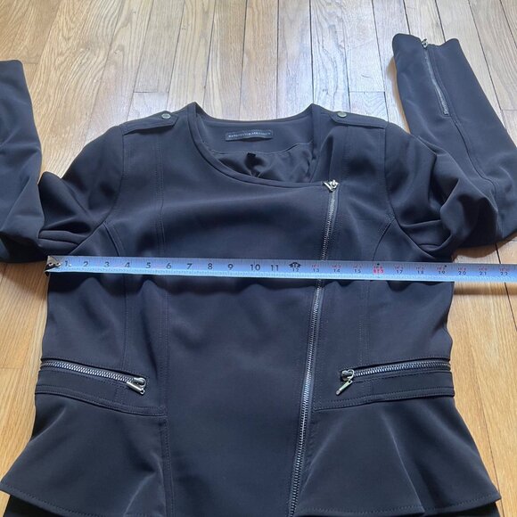White House Black Market Size 14 Black Asymmetrical Zip Peplum Moto Jacket - Picture 10 of 14